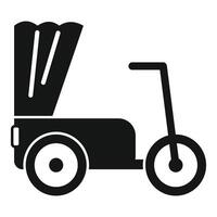 Asian cycle rickshaw providing transport icon, simple style vector