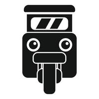 Black and white tuk tuk front view icon showing traditional taxi service vector