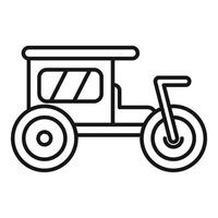 Old motor carriage combining bicycle and car elements vector
