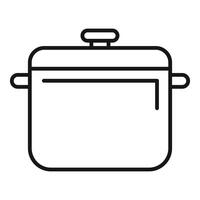 Cooking pot with lid on for boiling water or soup vector