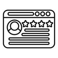 Website showing customer review with five star rating vector