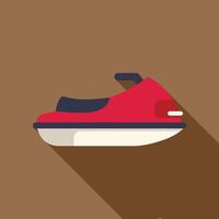 Red personal water craft standing still on brown background vector