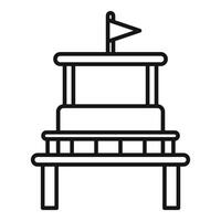 Lifeguard tower overlooking empty beach on summer day vector