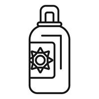 Sunscreen bottle with sun protection factor icon thin line vector