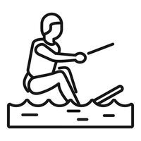 Waterskiing athlete riding on water surface icon vector
