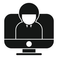 Businessman using desktop computer icon showing online business meeting vector