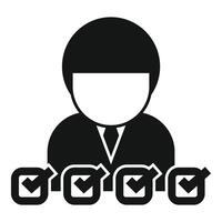 Businessman completing multiple tasks with check marks icon vector
