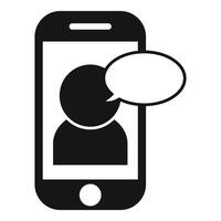 Person talking on smartphone with speech bubble icon vector