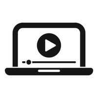 Laptop playing video content with progress bar icon vector