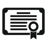 Official certificate with ribbon and seal icon showing validation vector