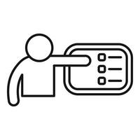 Manager pointing at checklist icon showing completed tasks vector