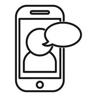 Smartphone showing man talking with speech bubble icon vector