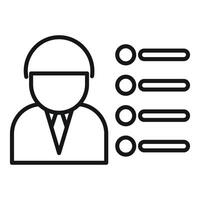 Businessman character choosing option from list icon vector