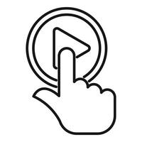 Hand pressing play button with forefinger icon vector