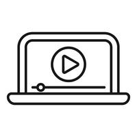 Laptop showing video player streaming movie and progress bar vector