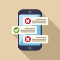 Smartphone showing validated and refused messages with checkmark and cross mark icons vector