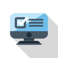 Desktop computer displaying online survey for customer feedback and satisfaction vector