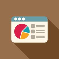 Browser window displaying business pie chart with data analysis results vector
