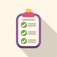 Clipboard showing check marks for completed tasks in flat design vector