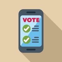 Smartphone showing online voting app with check marks indicating choices made vector