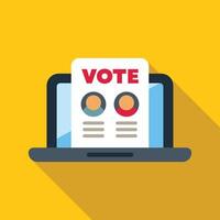 Online voting document on laptop screen showing candidates vector