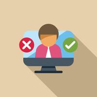 Businessman making decision with yes or no buttons on computer screen vector