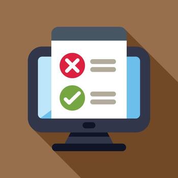 en línea encuesta en computadora pantalla demostración cheque marcas para si y No vector