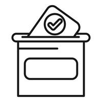 Ballot box putting paper with check mark voting concept icon outline vector