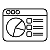 Website showing analytics with pie chart and data points vector