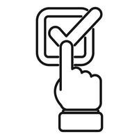 Finger clicking online checkbox icon for voting vector
