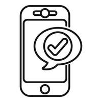 Smartphone showing validation message with check mark icon vector