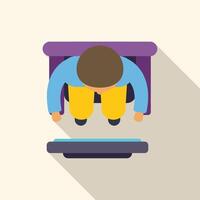 Programmer working using computer sitting on chair top view vector
