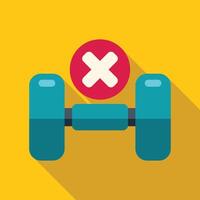 Dumbbell with red cross mark over it showing forbidden sign on yellow background vector