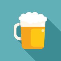 Glass of beer with foam overflowing on blue background vector