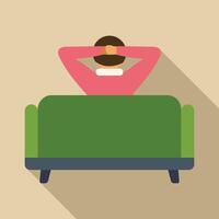 Young man relaxing on sofa with hands behind head vector