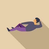 Young man lying down relaxing thinking long shadow icon vector