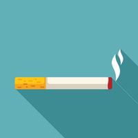 Cigarette burning with smoke flat design icon with long shadow vector