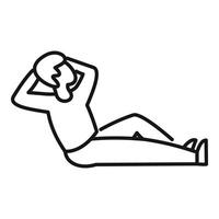 Man doing crunch abdominal exercise workout stick figure icon vector