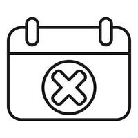 Calendar page with a cross showing canceled day vector