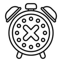 Alarm clock showing stop or cancel symbol for time management vector