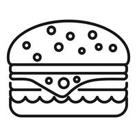 Big hamburger with sesame seeds icon showing fast food concept vector
