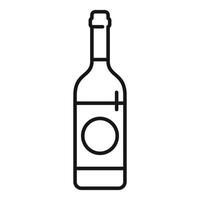 Wine bottle with label showing alcohol percentage line icon vector