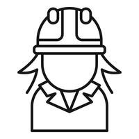 Female engineer wearing protective helmet is looking forward vector
