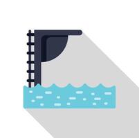 Diving platform standing over tranquil blue water in flat design vector