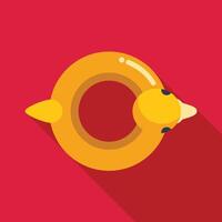 Yellow duck inflatable ring floating on water surface vector