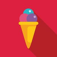 Colorful ice cream cone melting on red background vector