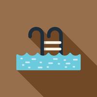 Swimming pool with metal ladder casting long shadow over brown background vector