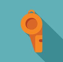 Orange whistle casting long shadow on turquoise background vector