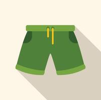 Green shorts with yellow string for men lying on white background vector