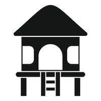 Bungalow on stilts with ladder leading to entrance vector